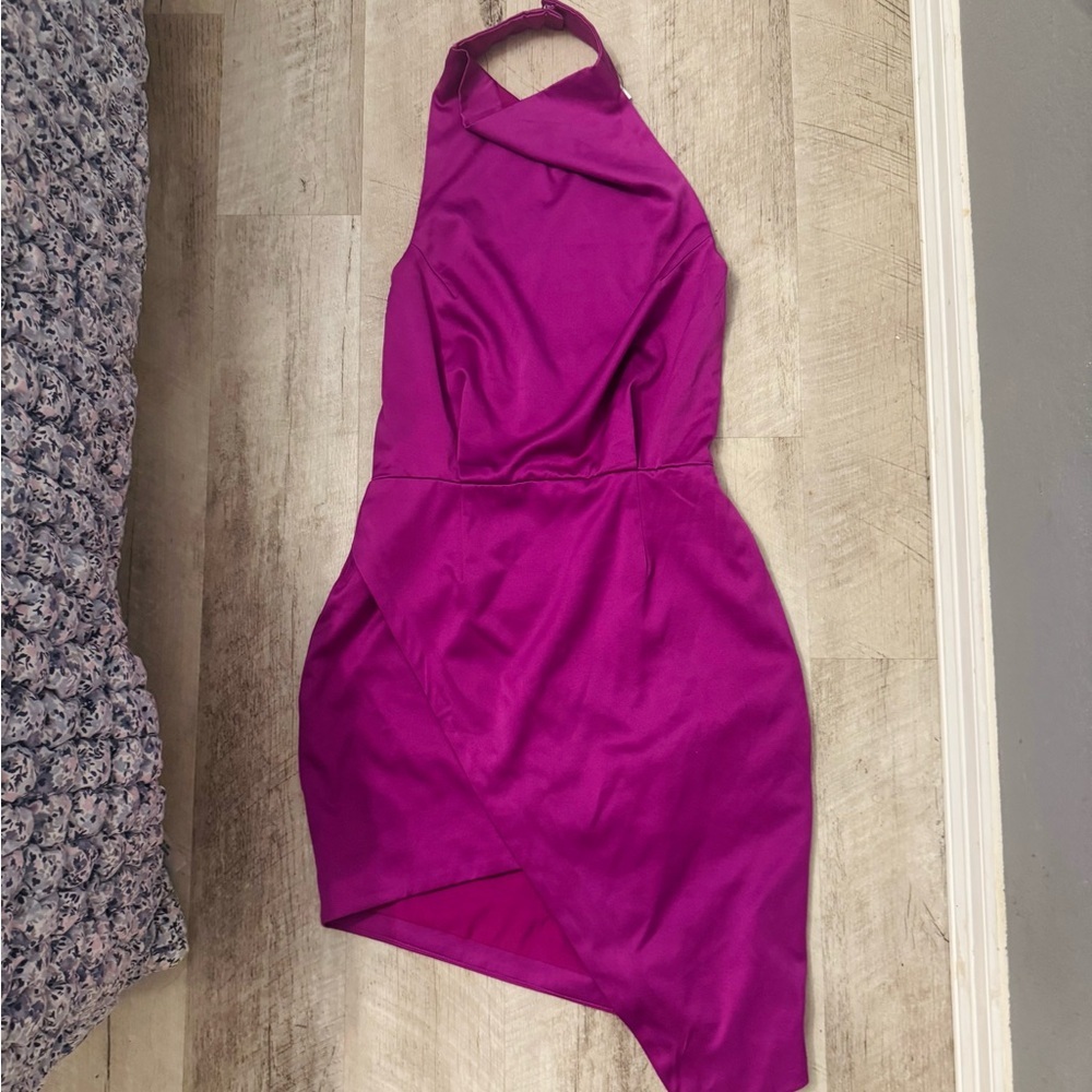 Elliatt Magenta Halter Asymmetrical Cocktail Dress